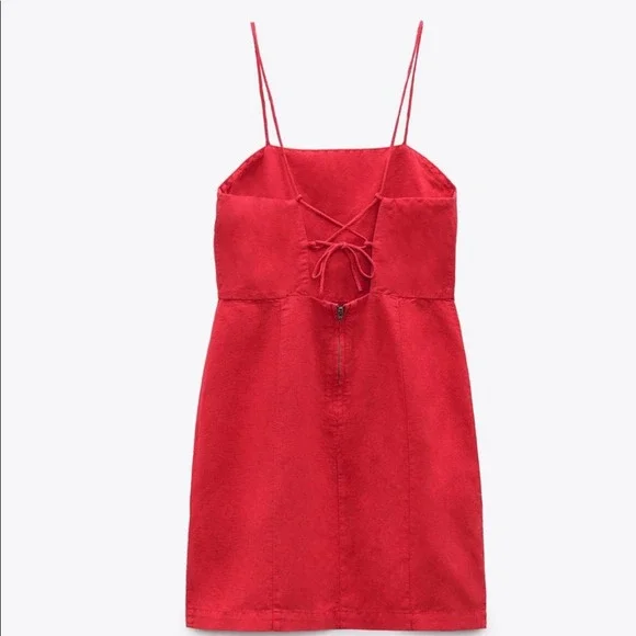 ZARA LINEN AND COTTON BLEND MINI DRESS - Picture 9 of 10